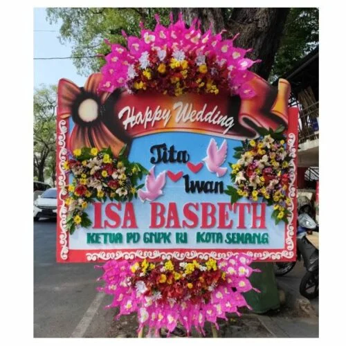 Bunga papan happy wedding murah